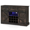 52 Inches Wine Bar Cabinet with LED Lights and Sliding Barn Doors by LJGDeals
