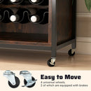 Wine Bar Cabinet with LED Light and Adjustable Shelves-Rustic Brown by LJGDeals