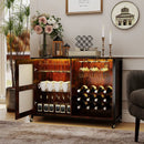 Wine Bar Cabinet with LED Light and Adjustable Shelves-Rustic Brown by LJGDeals