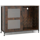 Wine Bar Cabinet with LED Light and Adjustable Shelves-Rustic Brown by LJGDeals