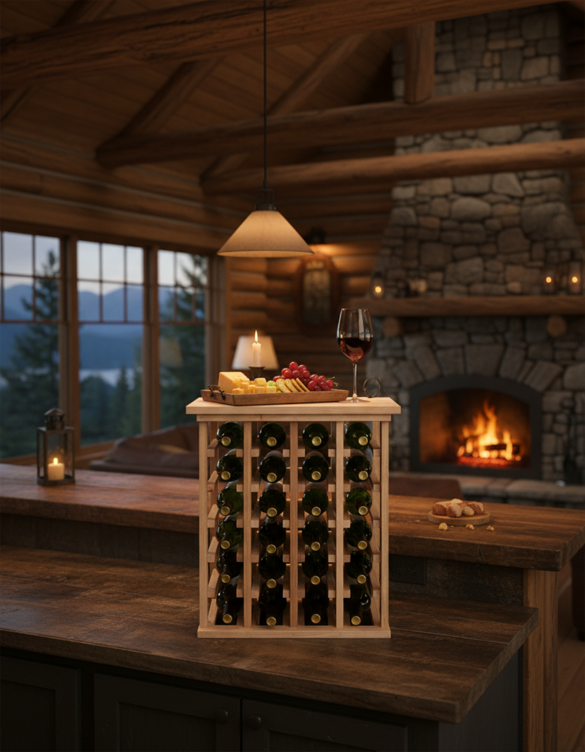 Solid Wood Handcrafted Wine Rack with Tabletop, photo 3 of 5
