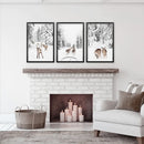 Winter Woodland Photo Set of 3. Fawn, Dog Sledding by Wall Art Set