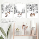 Winter Woodland Photo Set of 3. Fawn, Dog Sledding by Wall Art Set