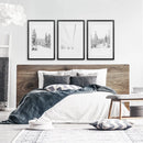 Winter Skiing Black White Wall Art. Ski Lift, Snowy Forest by Wall Art Set