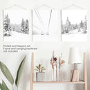 Winter Skiing Black White Wall Art. Ski Lift, Snowy Forest by Wall Art Set