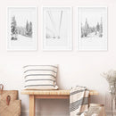 Winter Skiing Black White Wall Art. Ski Lift, Snowy Forest by Wall Art Set