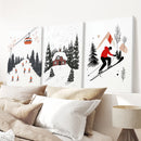 Alpine Skiing Winter Set of 3 Prints Home Wall Art by Wall Art Set