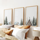 Rustic Cabin, Snowy Forest Prints. 3 Piece Winter Wall Art by Wall Art Set