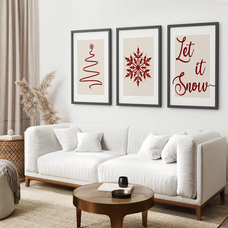 3 Piece Wall Art Christmas Tree Snowflake Poster