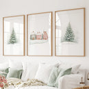 Winter Evergreen Tree Xmas Decor Wall Art Posters by Wall Art Set
