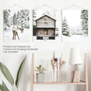 Christmas Theme Wall Art Set. Reindeer, Log Cabin, Forest by Wall Art Set