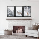 Winter Animal Wall Decor Set of 3. Snowy Forest, Deer by Wall Art Set