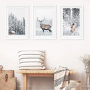 Winter Animal Wall Decor Set of 3. Snowy Forest, Deer by Wall Art Set