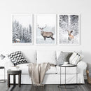 Winter Animal Wall Decor Set of 3. Snowy Forest, Deer by Wall Art Set
