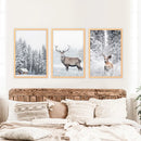 Winter Animal Wall Decor Set of 3. Snowy Forest, Deer by Wall Art Set
