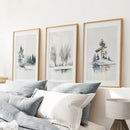 Winter Nature Set of 3 Wall Art Pine Forest Decor by Wall Art Set