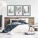 3 Piece Winter Landscape Wall Art. Snowy Pine Forest, Fawn by Wall Art Set