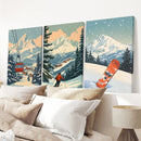 Vintage Ski Poster Set of 3. Snowboard, Skier & Ski Lift Wall Art by Wall Art Set