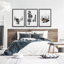 Nordic Winter 3 Piece Photo Set. Pine Forest, Moose, Log Cabin by Wall Art Set
