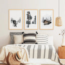 Nordic Winter 3 Piece Photo Set. Pine Forest, Moose, Log Cabin by Wall Art Set