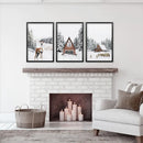 Rustic Winter Set of 3 Wall Art Prints. Animals, Log Cabin by Wall Art Set