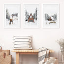 Rustic Winter Set of 3 Wall Art Prints. Animals, Log Cabin by Wall Art Set