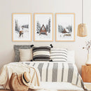 Rustic Winter Set of 3 Wall Art Prints. Animals, Log Cabin by Wall Art Set