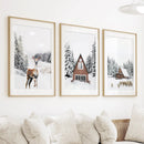 Rustic Winter Set of 3 Wall Art Prints. Animals, Log Cabin by Wall Art Set