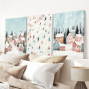 Cute Winter Village Christmas Art Decor Prints by Wall Art Set