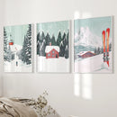 Ski Lifts, Cozy Cabin, and Snowy Peaks Wall Art by Wall Art Set