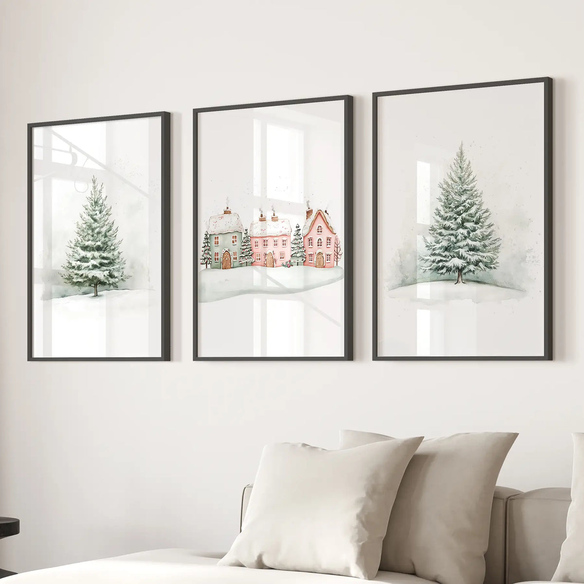 Winter Evergreen Tree Xmas Decor Wall Art Posters, photo 7 of 10