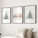 Winter Evergreen Tree Xmas Decor Wall Art Posters by Wall Art Set