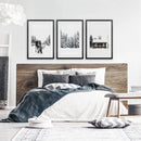 Winter-Themed Triptych with Moose, Log Cabin and Forest by Wall Art Set