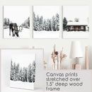 Winter-Themed Triptych with Moose, Log Cabin and Forest by Wall Art Set