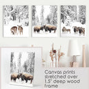 Winter Animals Wall Art Set of 3. Buffalo, Deer, Goat by Wall Art Set
