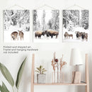 Winter Animals Wall Art Set of 3. Buffalo, Deer, Goat by Wall Art Set
