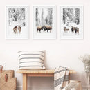 Winter Animals Wall Art Set of 3. Buffalo, Deer, Goat by Wall Art Set