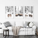 Winter Animals Wall Art Set of 3. Buffalo, Deer, Goat by Wall Art Set