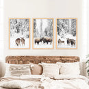 Winter Animals Wall Art Set of 3. Buffalo, Deer, Goat by Wall Art Set