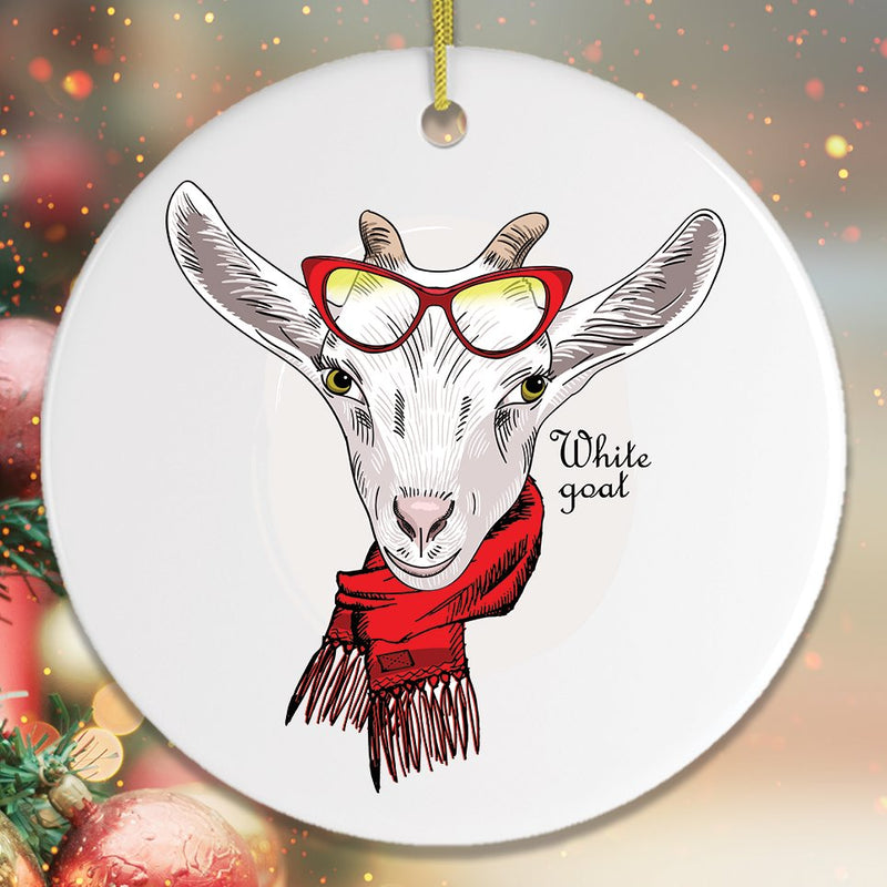 Winter Goat Christmas Ornament