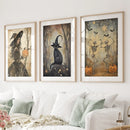 Witchy Halloween Fall Decor Modern Wall Art Print by Wall Art Set