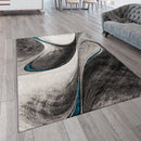 Modern Living Room Rug Brilliance Abstract Design - Grey Blue