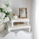 Antique Inspired Ornate White Wood Risers, Set of Two by Decor Steals
