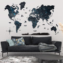 Wooden World Map Navy Blue by Enjoy The Wood