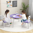 Wood Activity Kids Table and Chair Set with Center Mesh Storage-Purple by LJGDeals