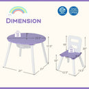 Wood Activity Kids Table and Chair Set with Center Mesh Storage-Purple by LJGDeals