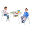 Wood Activity Kids Table and Chair Set with Center Mesh Storage-White by LJGDeals