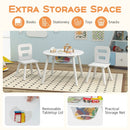 Wood Activity Kids Table and Chair Set with Center Mesh Storage-White by LJGDeals