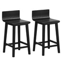 Wood Bar Stools Set of 2 with Solid Back and Seat