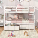 Twin Over Twin Bunk Bed Wood Bed Frame with 2 Storage Drawers and Ladder by LJGDeals